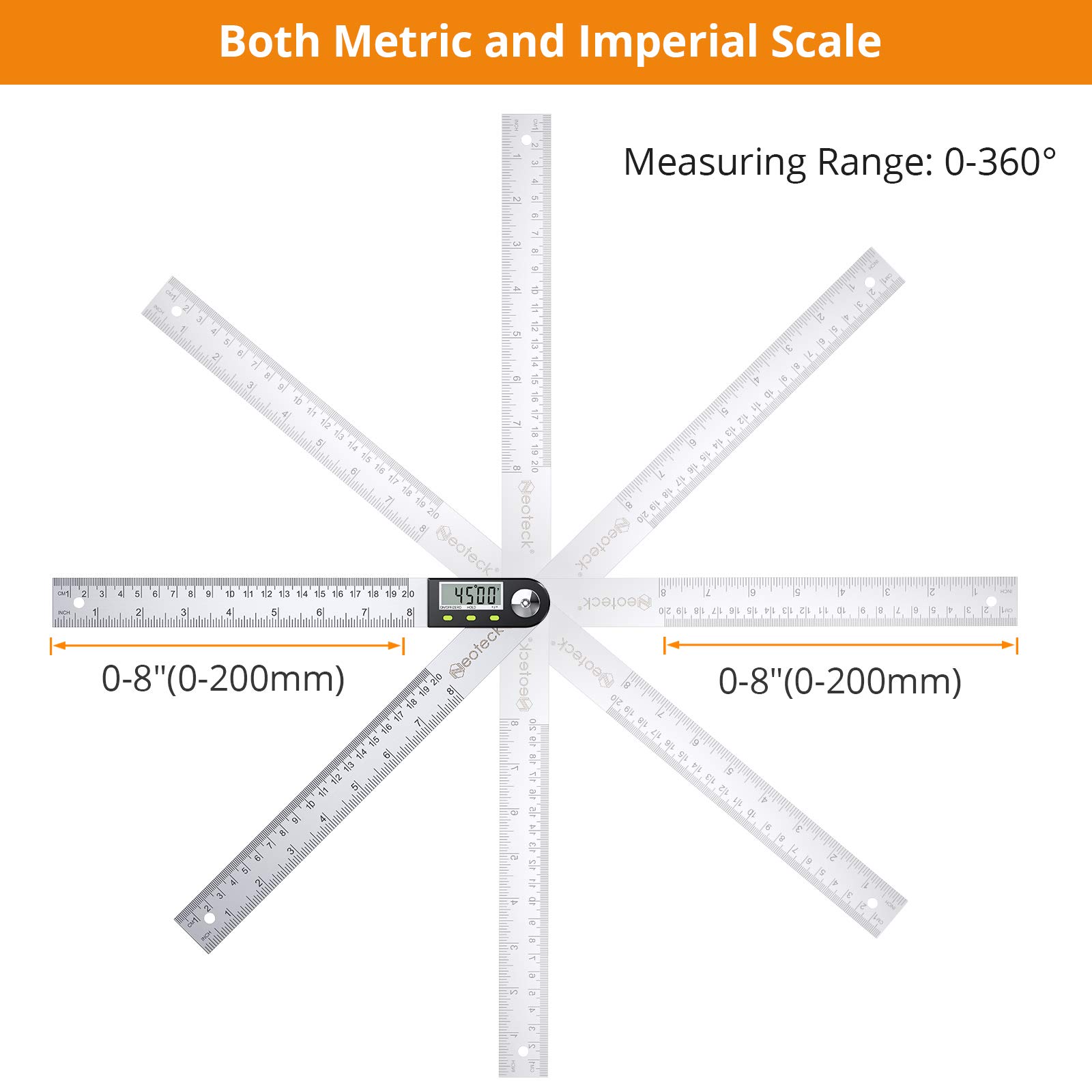 Amazon.co.jp: Neoteck デジタル角度定規 デジタル角度計 360度 200mm